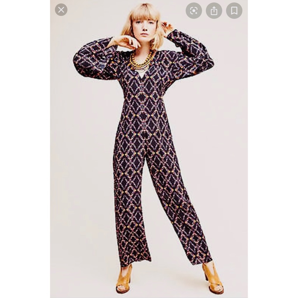 Anthropologie Carolina K Black Floral Jumpsuit
